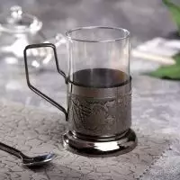 Подстаканник со стаканом медный 2586905