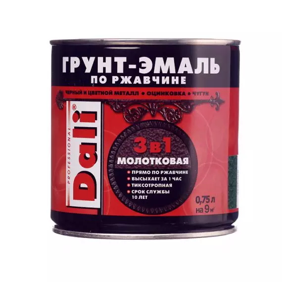 Грунт-эмаль по ржавчине DALI 3в1 0,75л молотковая серебянная