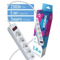 Сетевой фильтр Космос 5гн*1,8м (ПВС 3*075) белый 2USB FKsm1,8m-5g(W)USB  01314