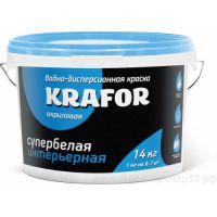 Краска интерьерная супербелая 14кг KRAFOR (син.)  26961