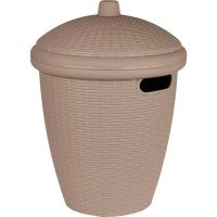 Корзина для хранения 30л с крышкой "Keeplex Rattan" круглая (морской песок)