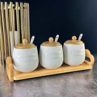Набор банок 3шт * 350мл с ложками BAMBOO на подставке 140-061