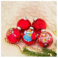 Набор новогодних шаров "Рождественнский" (набор 5 шт) микс 2564843