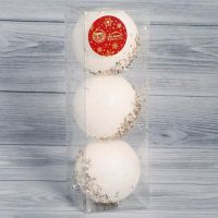 Набор шаров пластик d-8 см, 3 шт "Новелла блеск" золото 6536881