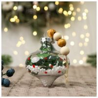 Украшение ёлочное "Пора чудес" снег зелень кружочки, 8х8 см, прозрачный   6949445