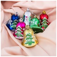 Украшение ёлочное "Колокольчики с ёлочками" (набор 6 шт) 5,5х5 см разноцветный 3562579