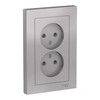 Розетка 2-я б/з 16А алюминий SE ATLAS DESIGN ATN000320