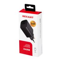 Сетевое зарядное устройство REXANT 2х USB 5V 2.4A 16-0283