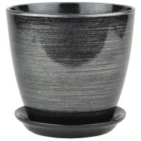 Горшок бутон  черн/серебро 21см   РС 28/4