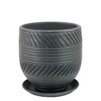 Горшок Страйп графит овал 15*16 81-111