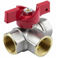 Кран шаровой латунь 3-ход бабочка, Euro Ду15 Ру40 м/м Aquasfera 1021-01 007-8302