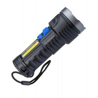 Фонарь аккум. ручной LED 3Вт + COB 3Вт Li-ion 18650 1.2А.ч индикатор USB-шнур Космос 584436