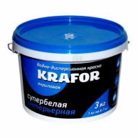 Краска интерьерная супербелая 3кг KRAFOR (син.)  26959