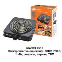Электроплитка одноконф. ЭПС1 230В, 1кВт, спираль черн. TDM SQ2504-0012