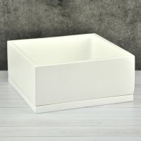 Горшок Кубик белый низкий 20*20/Н9см NK 11/8