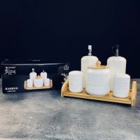 Набор для специй: сахарница,бутылки для масла, 5пр. на подс-ке BAMBOO Фарфор 140-123
