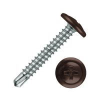 Саморезы с прессшайбой 4,2*32 сверло (темно-коричневые) RAL8017  786794