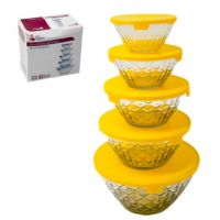 Набор салатников стеклянных с крышкой 5шт D305