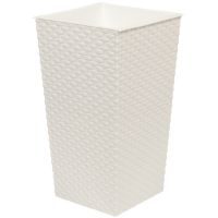 Кашпо напольное 15л "Ротанг" со вставкой 8л, цвет: белый, М6825