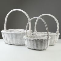 Корзина плетеная 42*34*16/41 см белая  ива 10296409