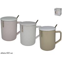 Кружка с крышкой и ложкой 400мл 106-039