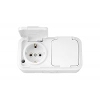Розетка 2-м РА16-303 о/п IP54 з/к белый Пралеска Аква