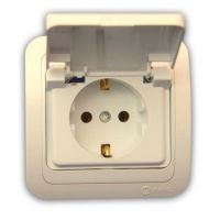МИМОЗА Розетка 1гн. с/з крем. с крышкой
