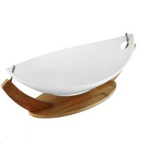 Овальное блюдо 42см на подставке BAMBOO Фарфор,бамбук 140-092