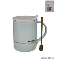 Кружка с крышкой и ложкой 430мл 106-018