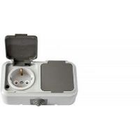 Розетка 2-м РА16-303(03) о/п IP54 з/к серый Пралеска Аква  05451