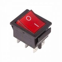 Выкл. клавишный ON-ON 15A (6c) красн. с подс. Rexant