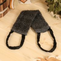 Мочалка банная мужская с ручками "Пояс" черная (36 см без ручек) 9463024