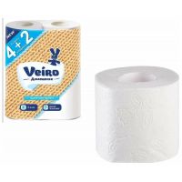 Бумага туалетная VEIRO Домашняя  6шт  2сл  Белая      1с26