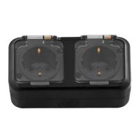 Розетка 2-м РА16-303 о/п IP54 з/к черный прозрачная крышка Пралеска Аква 06616