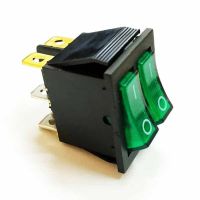 Выкл. клавишный ON-OFF 15A (6c) зеленый с подс. Rexant