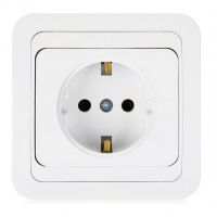 МИМОЗА Розетка 1гн.с/з белая (керамика)  12008/15287