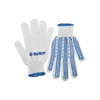 Перчатки ЗУБР ЭКСПЕРТ-ПРОТЕКТОР трикотажные,10 класс,х/б,с защитой от скольжения  11452