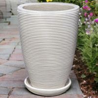 Горшок Полоски высокий слоновая кость  d39*h55см U0907