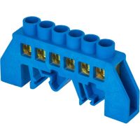 Шина нулевая N 6х9 6 отвер. латунь син. нейлоновый корпус комбинированный PROxima EKF sn0-63-06-dn 1