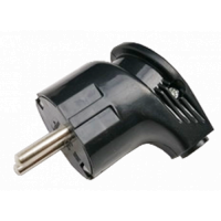 Вилка угловая с заземлением 16А черная  IN HOME