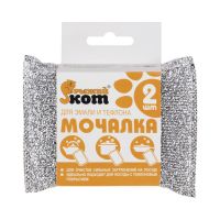 Губка для посуды (мочалка) д/эмали и тефлона 2шт Рыжий кот