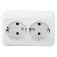 ОЛИМП Розетка 2м. с/з белая 16А о/у