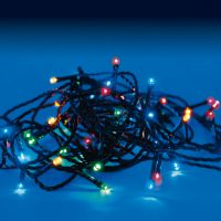 Гирлянда светодиодная, 50м. 500 светодиодов. Разноцветный свет. Провод зеленый. 9929