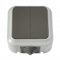 Выключатель 2кл. о/п IP54 серый Пралеска Аква А56-224 (03)серый