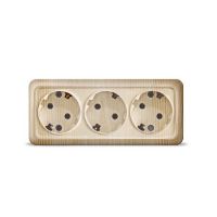 Розетка 3м с/з о/у сосна "Олимп