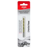 Сверло по металлу 4,0*75мм HSS-G с титан. покр. Elitech  1820.095900/ 191263