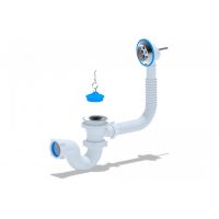 Сифон для ванны 1 1/2"х40 труб проб/цеп нерж/сетка Е150 Ани Пласт  025-0039