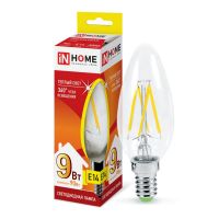 Лампа светодиодная LED-СВЕЧА-deco 9Вт 230В Е14 3000К 1040Лм прозрачная IN HOME 6183