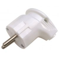 Вилка угловая с заземлением 16А белая  IN HOME