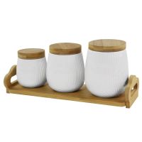 Набор из 3 банок 1000/600/360мл. на подставке BAMBOO Фарфор 140-132